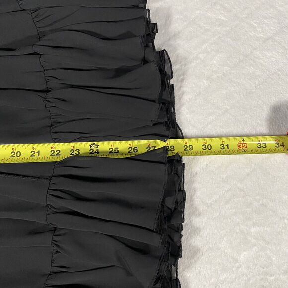Y2K Vintage Midi Skirt Black Tiered Pleated Cottagecore Prairie Coquette Sz 14 - Picture 7 of 8